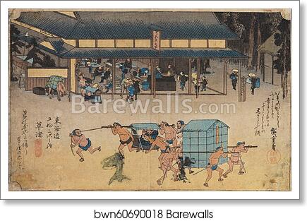 Landscape at Kusatsu by Utagawa Hiroshige, Art Print