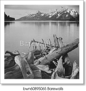 Jackson Lake in foreground, with Teton Range in background, view looking southwest from north end of the lake.  Grand Teton National Park, Wyoming.  Photographs of National Parks and Monuments, compiled 1941 - 1942, documenting the period ca. 1933 - 1942 by Ansel Adams (1902-1984), Art Print