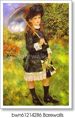 Young Girl with Parasol (Aline Nunes) by Pierre-Auguste Renoir, Art Print
