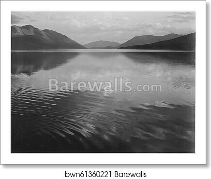 Looking across lake, "McDonald Lake, Glacier National Park," Montana.  Photographs of National Parks and Monuments, compiled 1941 - 1942, documenting the period ca. 1933 - 1942 by Ansel Adams (1902-1984), Art Print