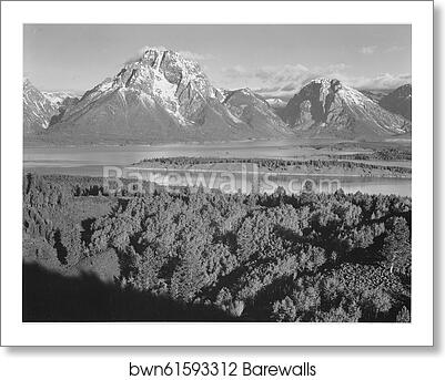 View across river valley toward "Mount Moran," Grand Teton National Park, Wyoming.  Photographs of National Parks and Monuments, compiled 1941 - 1942, documenting the period ca. 1933 - 1942 by Ansel Adams (1902-1984), Art Print View across river valley toward "Mount Moran," Grand Teton National Park, Wyoming.  Photographs of National Parks and Monuments, compiled 1941 - 1942, documenting the period ca. 1933 - 1942 by Ansel Adams (1902-1984), Art Print
