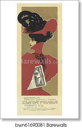 Le journal illustré "Zlata Praha" by Václav Olivia, Art Print Le journal illustré "Zlata Praha" by Václav Olivia, Art Print