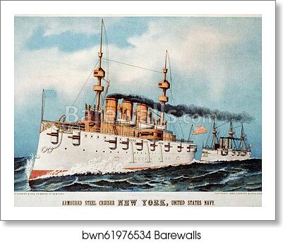 Armoured steel cruiser New York, United States Navy by Currier & Ives, Art Print Armoured steel cruiser New York, United States Navy by Currier & Ives, Art Print