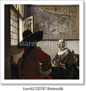 Officer and Laughing Girl by Johannes Vermeer, Art Print