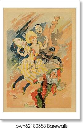 Troisième panneau sans texte : "La Pantomime" by Jules Chéret, Art Print Troisième panneau sans texte : "La Pantomime" by Jules Chéret, Art Print