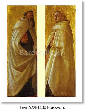 Two Carmelite Saints. Panels from the Pisa Altar by Masaccio, Art Print Two Carmelite Saints. Panels from the Pisa Altar by Masaccio, Art Print