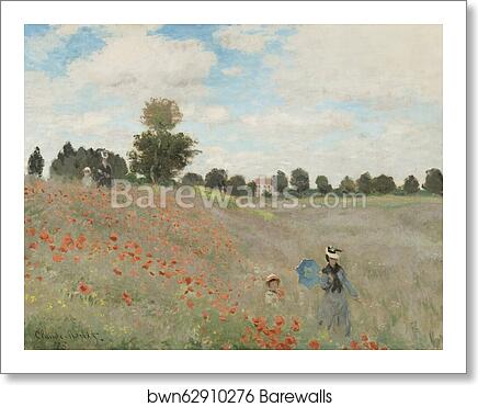 Poppies at Argenteuil by Claude Monet, Art Print