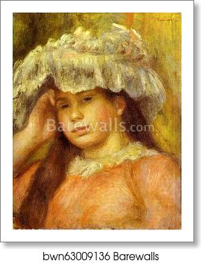 Young Woman Wearing a Hat (Jeune femme au chapeau) by Pierre-Auguste Renoir, Art Print