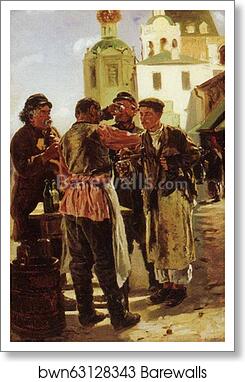 Kvass Vendor. A study for the painting "Flea market in Moscow" by Vladimir Makovsky, Art Print