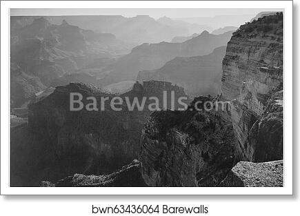 View, looking down, "Grand Canyon National Park," Arizona.  Photographs of National Parks and Monuments, compiled 1941 - 1942, documenting the period ca. 1933 - 1942 by Ansel Adams (1902-1984), Art Print