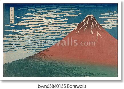 Red Fuji, also known as Fine Wind, Clear Weather (Gaifū kaisei) by Katsushika Hokusai, Art Print