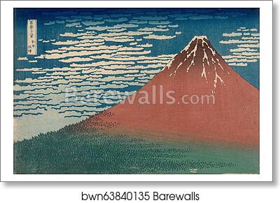 Red Fuji, also known as Fine Wind, Clear Weather (Gaifū kaisei) by Katsushika Hokusai, Art Print Red Fuji, also known as Fine Wind, Clear Weather (Gaifū kaisei) by Katsushika Hokusai, Art Print