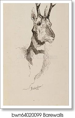 A Pronghorn Antelope by Frederic Remington, Art Print
