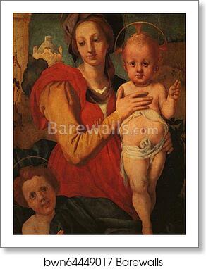 Madonna and Child with the Young St. John by Jacopo Carrucci, Known As Pontormo, Art Print