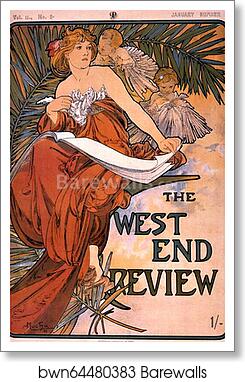 The West End Review by Alphonse Mucha, Art Print