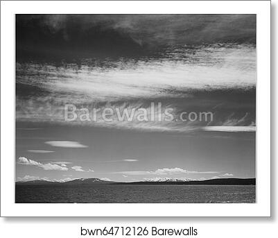 Lake, narrow strip of mountains, low horizon, "Yellowstone Lake, Yellowstone National Park," Wyoming. Photographs of National Parks and Monuments, compiled 1941 - 1942, documenting the period ca. 1933 - 1942 by Ansel Adams (1902-1984), Art Print Lake, narrow strip of mountains, low horizon, "Yellowstone Lake, Yellowstone National Park," Wyoming. Photographs of National Parks and Monuments, compiled 1941 - 1942, documenting the period ca. 1933 - 1942 by Ansel Adams (1902-1984), Art Print