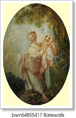 Young Woman Holding Up Her Child by Jean-Honoré Fragonard, Art Print