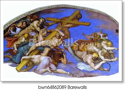 The Last Judgment . Detail by Michelangelo, Art Print