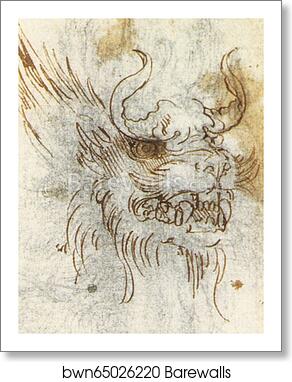 Study of a Dragon Costume by Leonardo Da Vinci, Art Print
