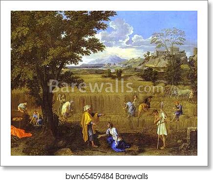 Summer. Ruth and Boaz by Nicolas Poussin, Art Print
