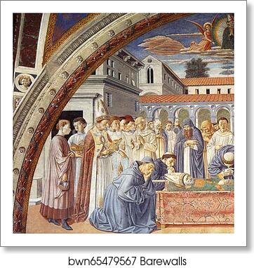 Funeral of St. Augustine. Detail by Benozzo Gozzoli, Art Print