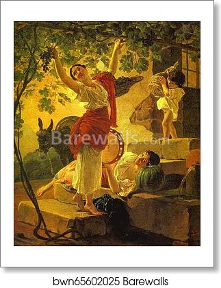 Girl Gathering Grapes in a Suburb of Naples by Karl Brulloff, Art Print Girl Gathering Grapes in a Suburb of Naples by Karl Brulloff, Art Print