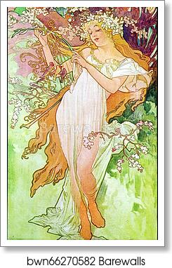 Spring by Alphonse Mucha, Art Print