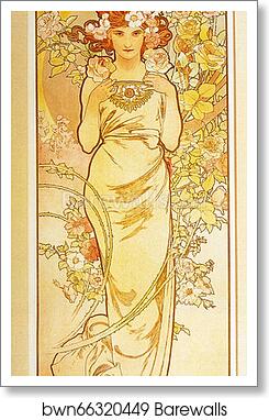 Rose by Alphonse Mucha, Art Print