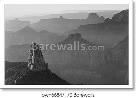 View with rock formation in foreground, "Grand Canyon National Park," Arizona.  Photographs of National Parks and Monuments, compiled 1941 - 1942, documenting the period ca. 1933 - 1942 by Ansel Adams (1902-1984), Art Print