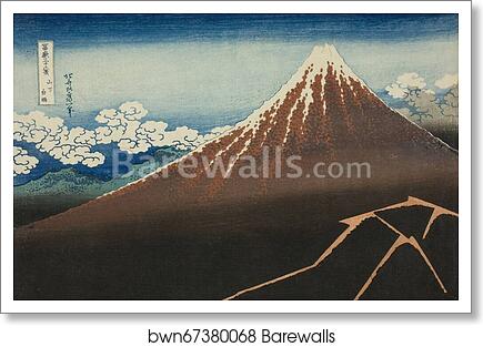 Shower Below the Summit (Sanka hakuu), from the series Thirty-six Views of Mount Fuji (Fugaku sanjurokkei) by Katsushika Hokusai, Art Print