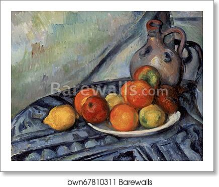 Fruit and a Jug on a Table by Paul Cézanne, Art Print