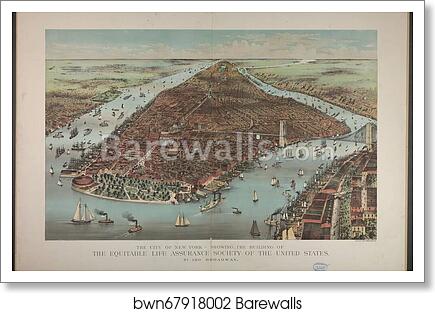 City of New York - Showing the building of the Equitable Life Assurance Society of the United States: No. 120 Broadway by Currier & Ives, Art Print