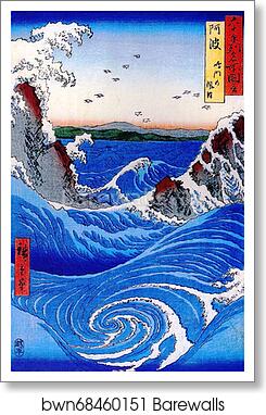 Naruto Whirlpools, Awa Province, from the series Views of Famous Places in the Sixty-Odd Provinces by Utagawa Hiroshige, Art Print