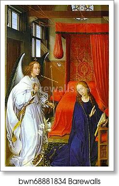 St. Columba Altarpiece. Annunciation. The left panel by Rogier Van Der Weyden, Art Print