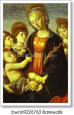 Madonna and Child, Two Angels and the Young St. John the Baptist by Alessandro Botticelli, Art Print