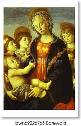 Madonna and Child, Two Angels and the Young St. John the Baptist by Alessandro Botticelli, Art Print Madonna and Child, Two Angels and the Young St. John the Baptist by Alessandro Botticelli, Art Print