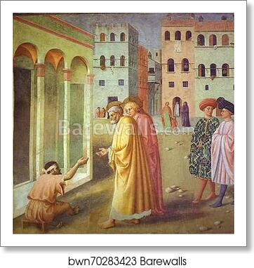 Healing of a Cripple and the Raising of Tabitha. Detail by Masolino Da Panicale, Art Print