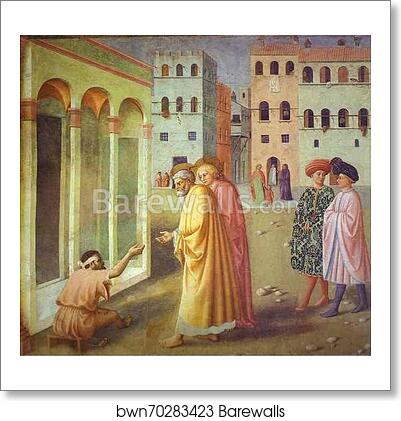 Healing of a Cripple and the Raising of Tabitha. Detail by Masolino Da Panicale, Art Print Healing of a Cripple and the Raising of Tabitha. Detail by Masolino Da Panicale, Art Print