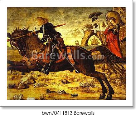 St. George and the Dragon. Detail by Vittore Carpaccio, Art Print St. George and the Dragon. Detail by Vittore Carpaccio, Art Print