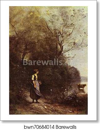 Peasant Woman with a Cow by Jean-Baptiste-Camille Corot, Art Print Peasant Woman with a Cow by Jean-Baptiste-Camille Corot, Art Print