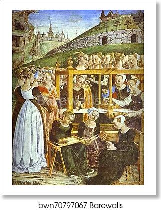 Triumph of Minerva. Detail from "March" from the Cycle of the Months by Francesco Del Cossa, Art Print Triumph of Minerva. Detail from "March" from the Cycle of the Months by Francesco Del Cossa, Art Print