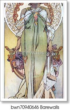 Leslie Carter by Alphonse Mucha, Art Print
