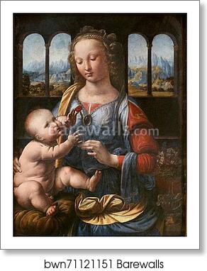Madonna of the Carnation by Leonardo Da Vinci, Art Print