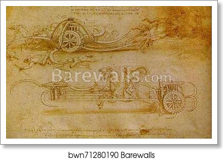 Battle Cart with Mobile Scythes by Leonardo Da Vinci, Art Print Battle Cart with Mobile Scythes by Leonardo Da Vinci, Art Print