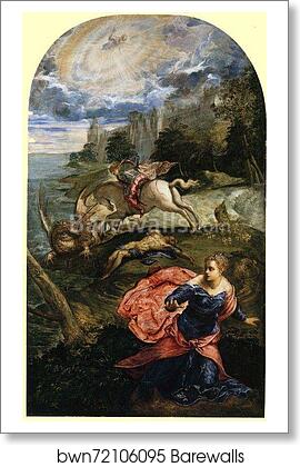 Saint George, the Princess and the Dragon by Jacopo Robusti, Called Tintoretto, Art Print Saint George, the Princess and the Dragon by Jacopo Robusti, Called Tintoretto, Art Print