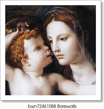 The Madonna and Child with the Infant St. John the Baptist and a Saint. Detail by Agnolo Bronzino, Art Print
