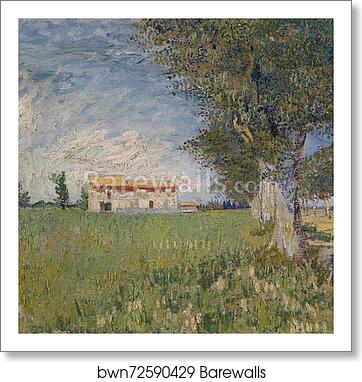 Farmhouse in a wheat field by Vincent Van Gogh, Art Print