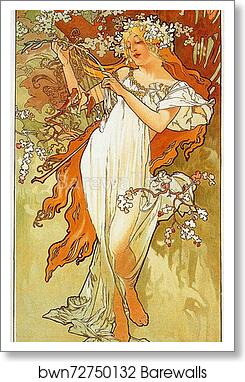 Spring by Alphonse Mucha, Art Print