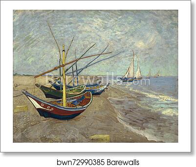 Fishing boats on the beach at Les Saintes-Maries-de-la-Mer by Vincent Van Gogh, Art Print Fishing boats on the beach at Les Saintes-Maries-de-la-Mer by Vincent Van Gogh, Art Print