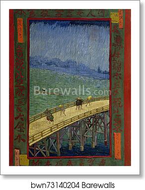 Bridge in the rain (after Hiroshige) by Vincent Van Gogh, Art Print